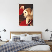 Toile Chien avec des chaussures allongé sur le parquet,  (Insitu(Chambre))