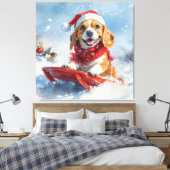 Toile Chien beagle dans la boue Laisser il neige Noël (Insitu(Chambre))