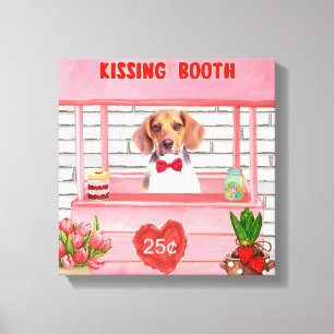 Toile Chien beagle Valentine's Day Kissing Booth