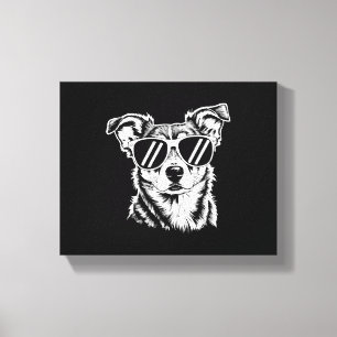 Toile Chien Border Collie portant des lunettes de soleil