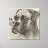Toile Chien Boxer avec Rencontre Douce Papillon (Recto)