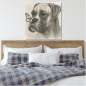 Toile Chien Boxer avec Rencontre Douce Papillon (Insitu(Chambre))