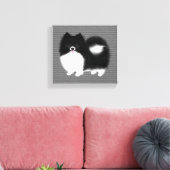 Toile Chien caricature de Poméranie noir et blanc (Insitu(Salon))