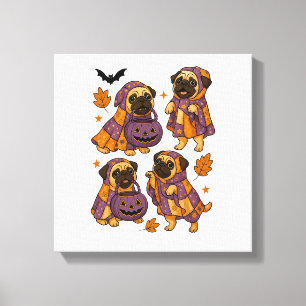 Toile Chien Carlin Fantôme Halloween Effrayant