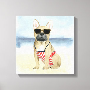Toile Chien chaud   Chiot En Lunettes De Soleil À La Pla