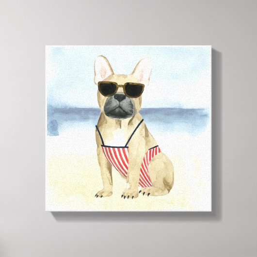 Toile Chien chaud | Chiot En Lunettes De Soleil À La Pla (Recto)