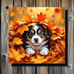 Toile Chien chic mignon dans les feuilles d'automne<br><div class="desc">Un mignon chiot à thème Automne art mur. Un doux petit chiot chien jouant dans un tas de feuilles d'automne. Il regarde adorablement tandis qu'il se cache dans la pile de feuilles.</div>