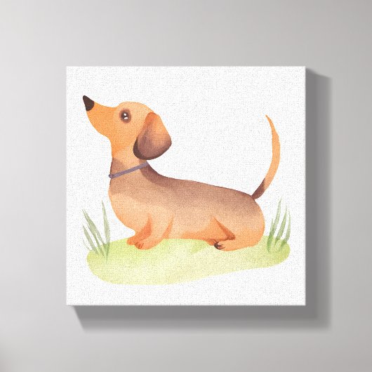 Toile Chien Dachshund | Aquarelle de chien mignonne (Recto)