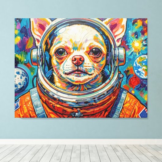TOILE CHIEN DANS L'ESPACE-CHIHUAHUA 3 (Insitu (Plancher de Bois))
