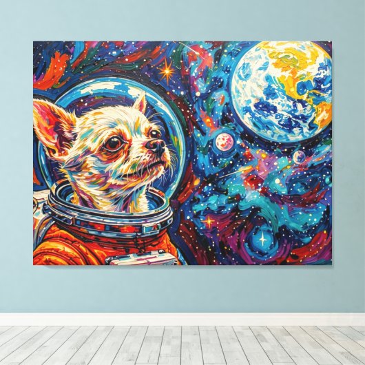 TOILE CHIEN DANS L'ESPACE-CHIHUAHUA 7 (Insitu (Plancher de Bois))