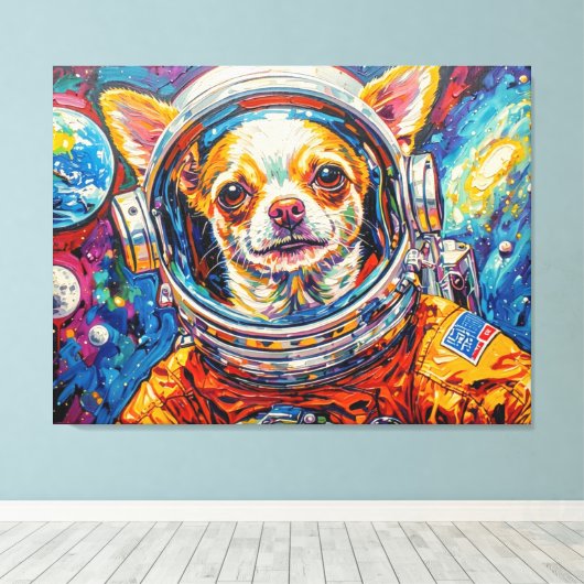 TOILE CHIEN DANS L'ESPACE-CHIHUAHUA 8 (Insitu (Plancher de Bois))