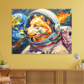 TOILE CHIEN DANS L'ESPACE-HUSKY (Insitu(Salon))