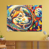 TOILE CHIEN DANS L'ESPACE-HUSKY 2 (Insitu(Salon))