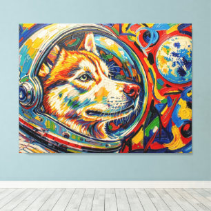 TOILE CHIEN DANS L'ESPACE-HUSKY 2