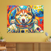 TOILE CHIEN DANS L'ESPACE-HUSKY 3 (Insitu(Salon))