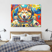 TOILE CHIEN DANS L'ESPACE-HUSKY 3 (Insitu(Chambre))