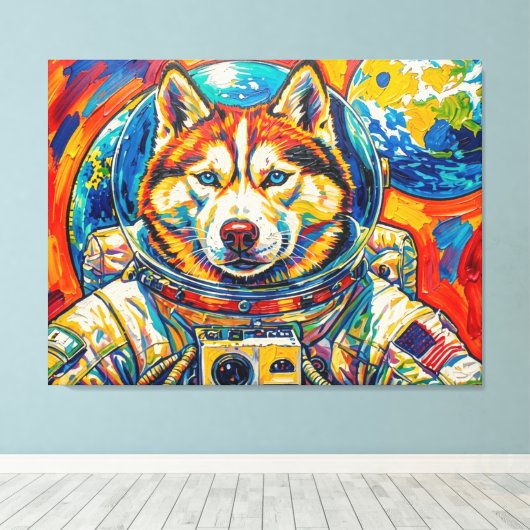 TOILE CHIEN DANS L'ESPACE-HUSKY 3 (Insitu (Plancher de Bois))