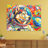 TOILE CHIEN DANS L'ESPACE-HUSKY 4 (Insitu(Salon))
