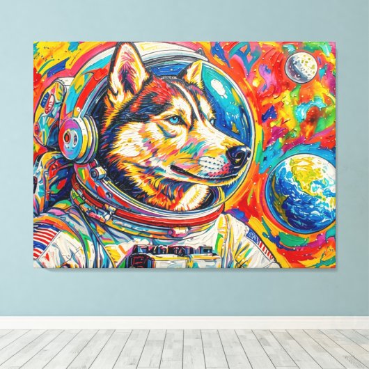 TOILE CHIEN DANS L'ESPACE-HUSKY 4 (Insitu (Plancher de Bois))