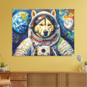 TOILE CHIEN DANS L'ESPACE-HUSKY 5 (Insitu(Salon))