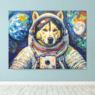 TOILE CHIEN DANS L'ESPACE-HUSKY 5