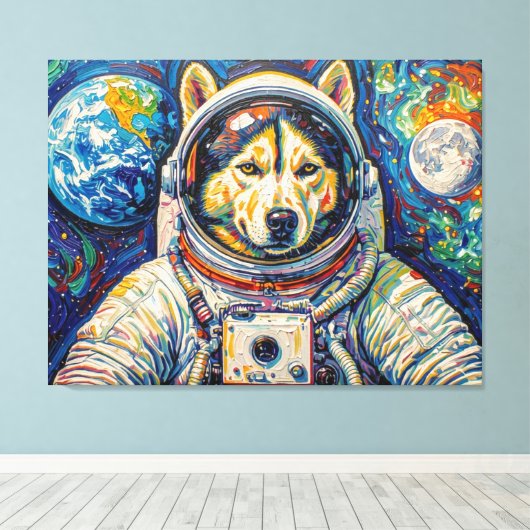 TOILE CHIEN DANS L'ESPACE-HUSKY 5 (Insitu (Plancher de Bois))
