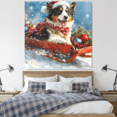 Toile Chien de berger australien en Noël à Sledge (Insitu(Chambre))