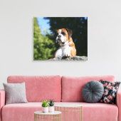 Toile Chien de boxe posé sur un rocher (Insitu(Salon))