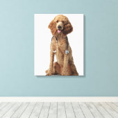 Toile Chien de caniche d'or portant un stéthoscope (Insitu (Plancher de Bois))