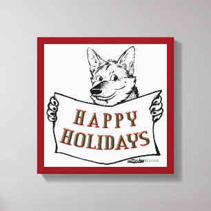 Toile Chien de Noël : Joyeuses fêtes !