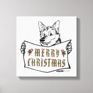 Toile Chien de Noël : Joyeux Noël !