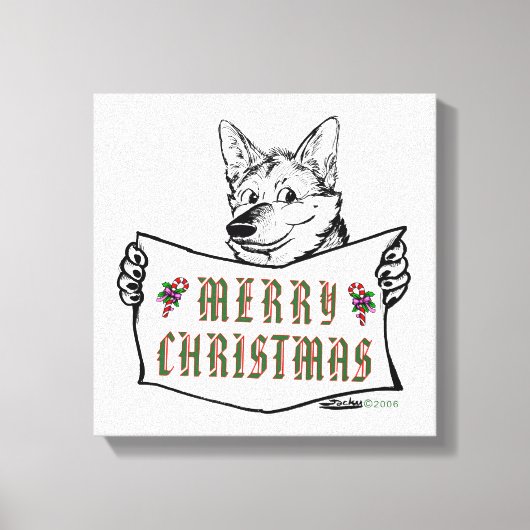Toile Chien de Noël : Joyeux Noël ! (Recto)