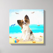 Toile Chien de Papillon sur la plage (Recto)