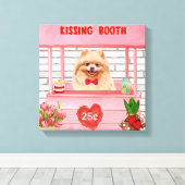 Toile Chien de Poméranie Valentine's Day Kissing Booth (Insitu (Plancher de Bois))