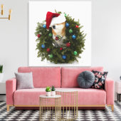 Toile Chien de Shiba Inu portant le chapeau de Père Noël (Insitu(Salon))