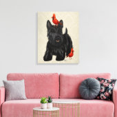 Toile Chien écossais et Oiseaux rouges (Insitu(Salon))