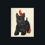 Toile Chien écossais et Oiseaux rouges<br><div class="desc">Animaux</div>