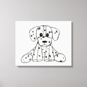 Toile Chien en dalmate dessin simple noir