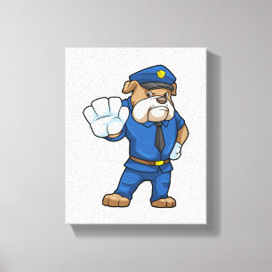 Toile Chien en policier avec uniforme