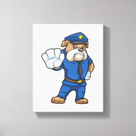 Toile Chien en policier avec uniforme (Recto)