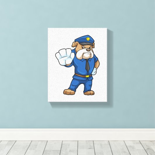 Toile Chien en policier avec uniforme (Insitu (Plancher de Bois))