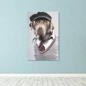 Toile Chien en pull et casquette (Insitu (Plancher de Bois))