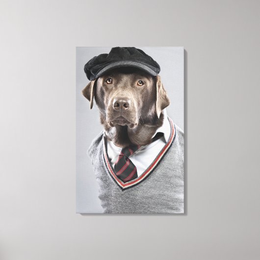 Toile Chien en pull et casquette (Recto)
