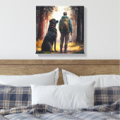 Toile Chien et propriétaire se détendre dans une forêt p (Insitu(Chambre))