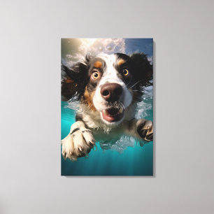 Toile Chien Excité Nageant Sous L'eau Design