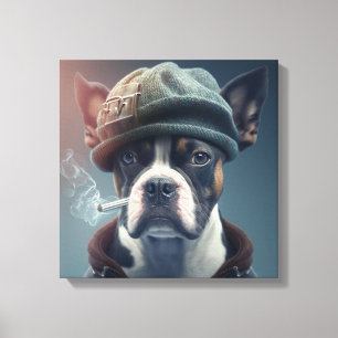 Toile chien fumant