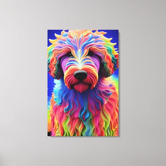 Toile Chien Goldendoodle Abstrait Coloré (Recto)