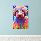 Toile Chien Goldendoodle Abstrait Coloré (Insitu (Plancher de Bois))
