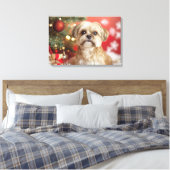 Toile Chien mignon à côté de l'arbre de Noël (Insitu(Chambre))