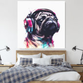 Toile Chien mignon avec casque couleur d'eau illustratio (Insitu(Chambre))